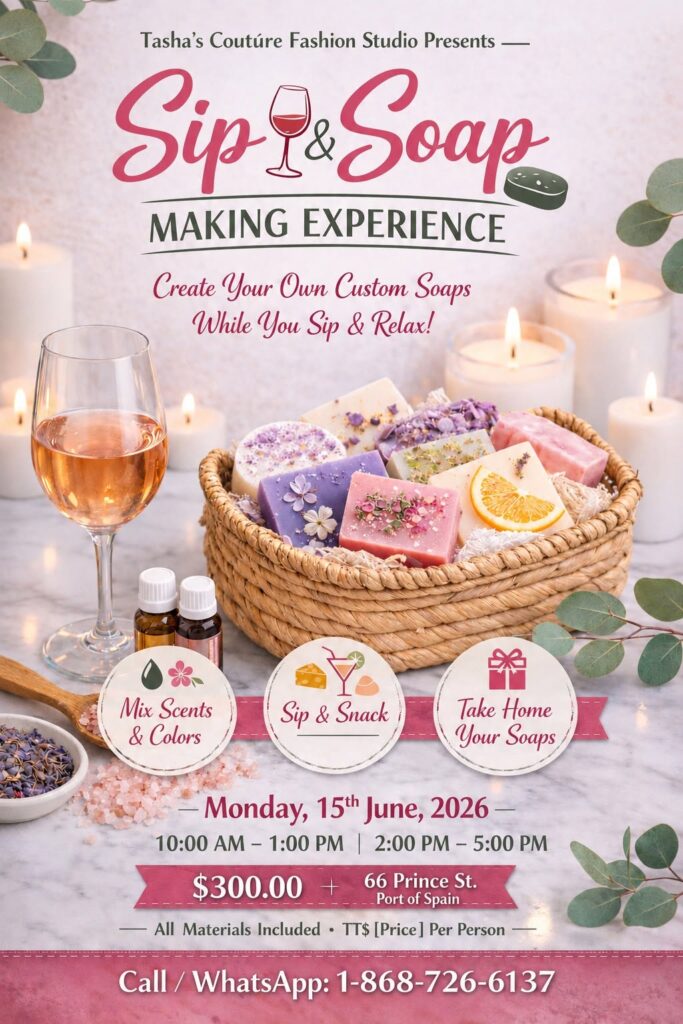 Sip & Soap Making Experience – Trinidad