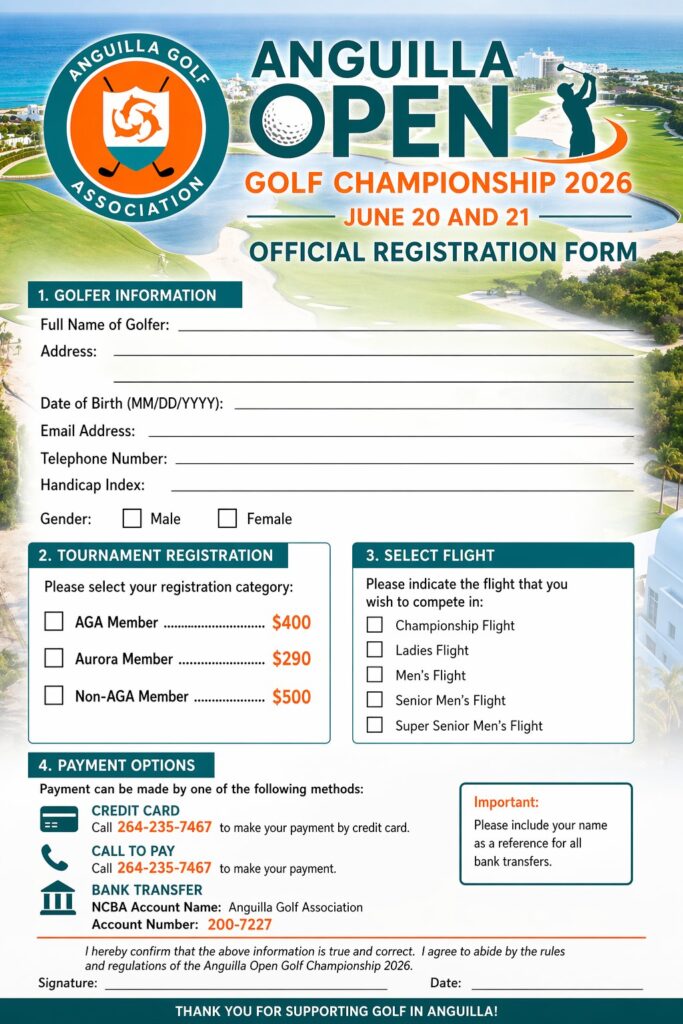 Anguilla Open Golf Championship Registration