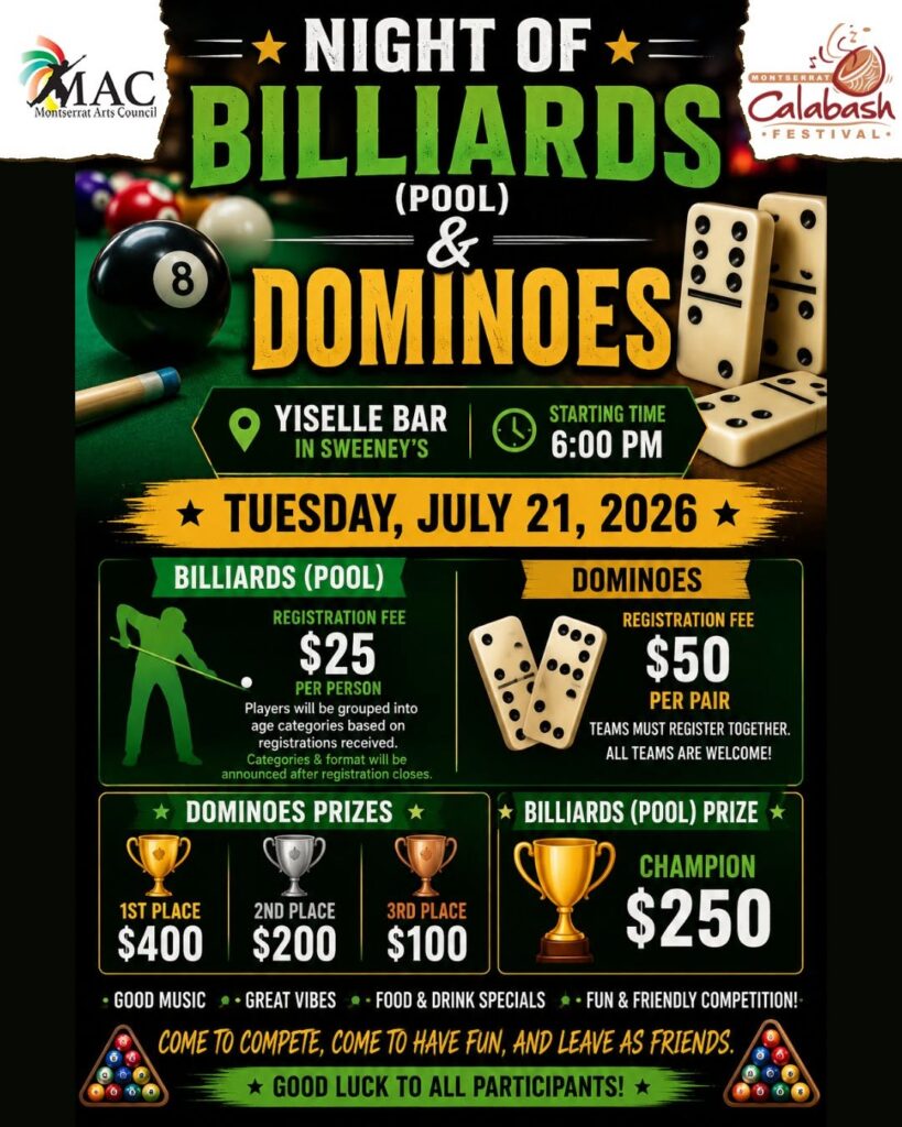  Billiards (Pool) & Dominoes Night – Montserrat
